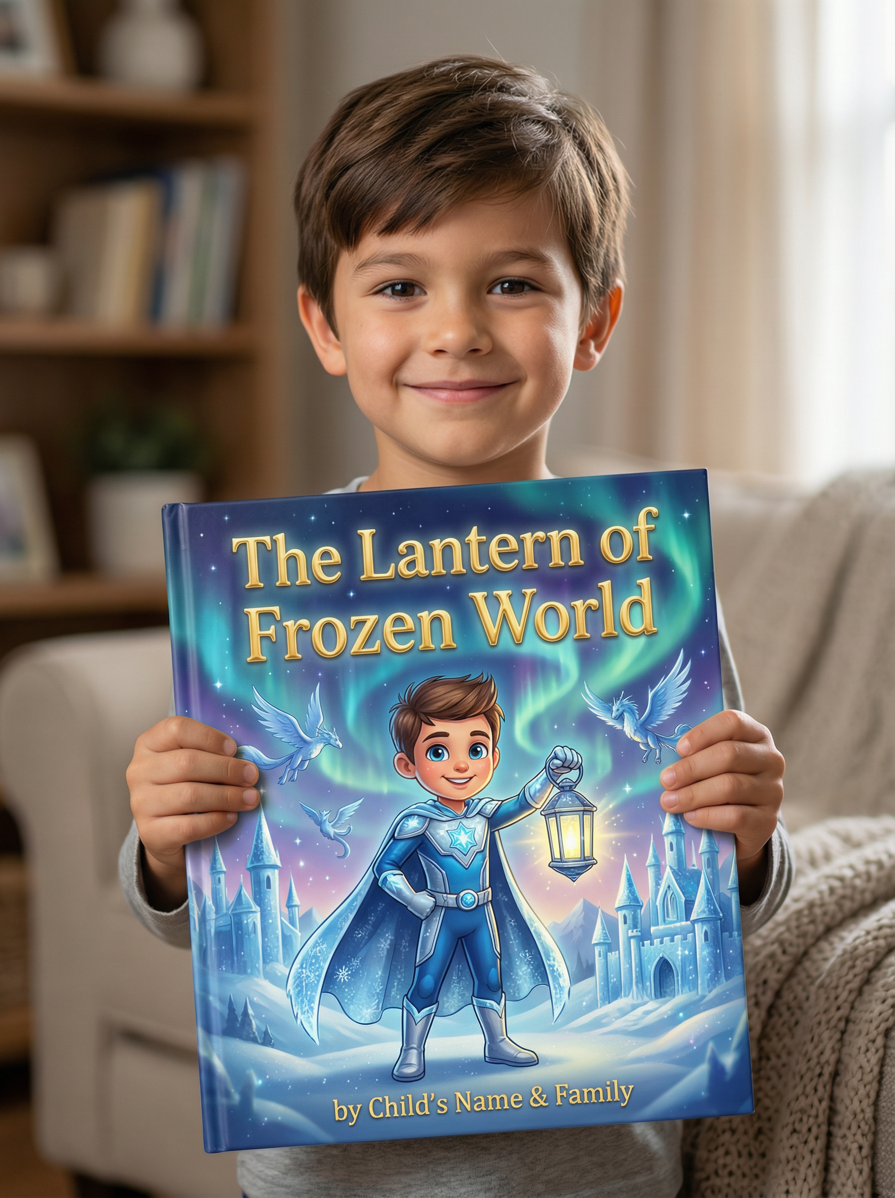 Child with personalized storybook